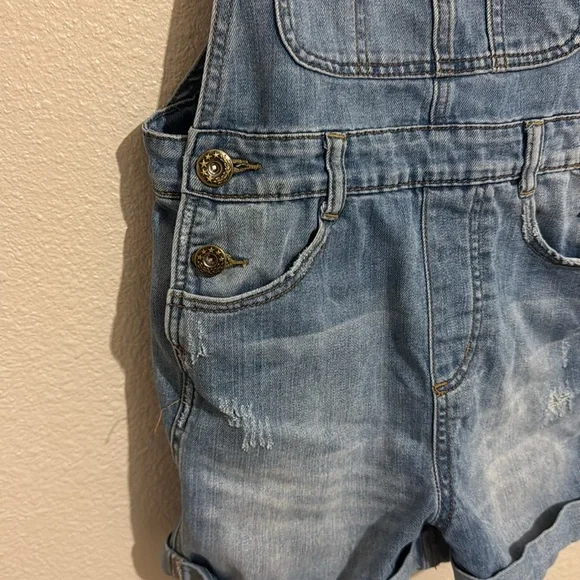 Free People Light Blue Distressed Denim Overalls - Picture 4 of 6